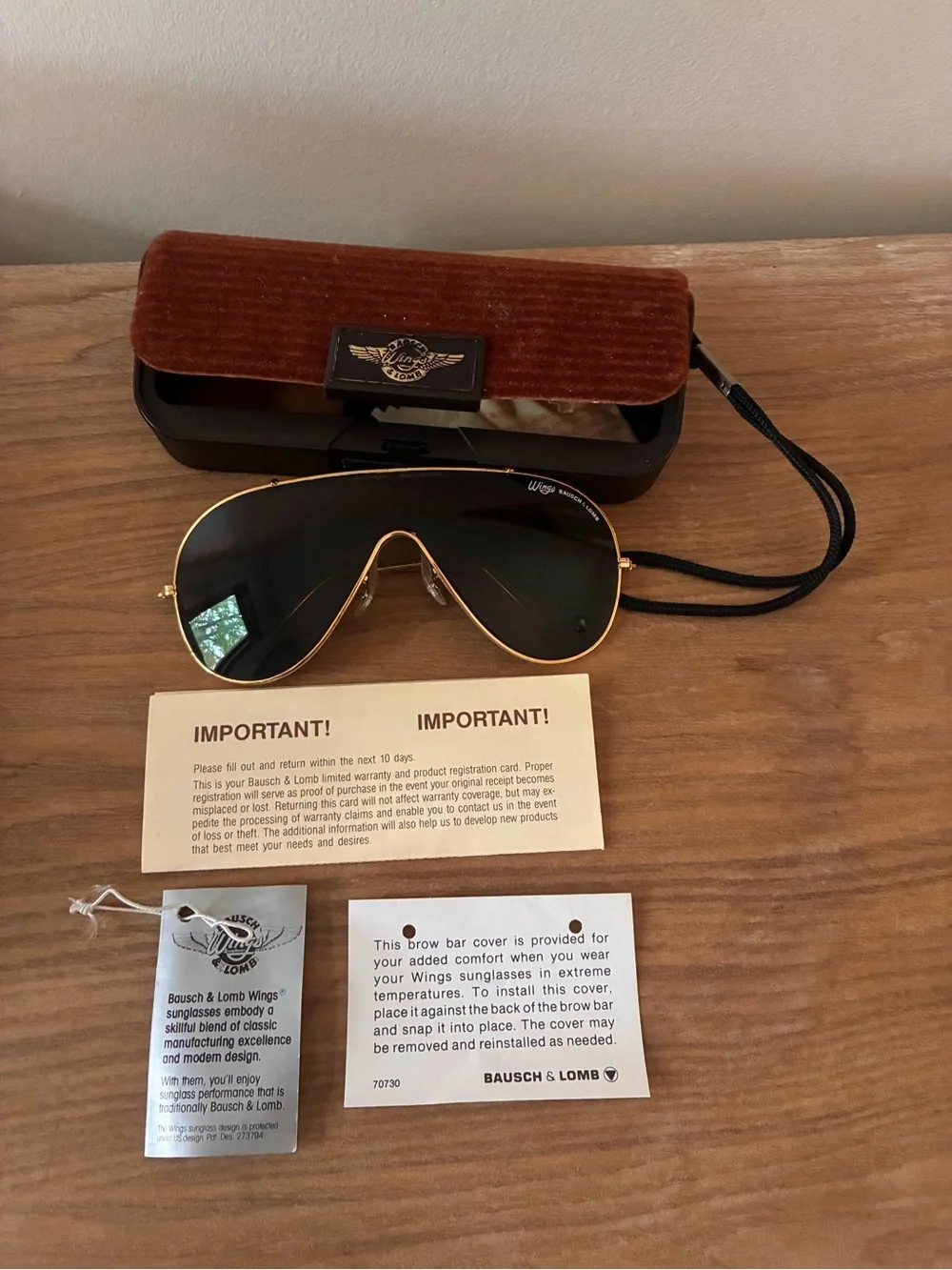 Vintage B&L Ray-Ban Wings Sunglasses Gold 1988 Rare